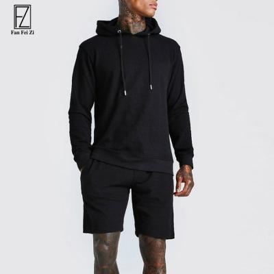 China 2021 Fashion Breathable Casual Cotton Jogger Set Plain Pullover Hoodie Shorts Custom Jogging Sweatsuit Men for sale