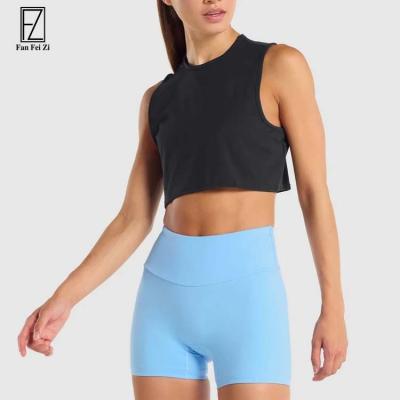 China QUICK DRY Wholesale Cropped 100% Cotton Gym Tank Tops Crew Neck Plain Women's Clothing Tops for sale