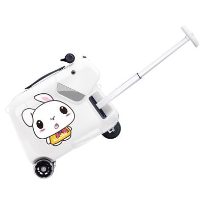 China PC kids suitcase luggage with music player ride on luggage scooter travel trolley shate board bag for sale