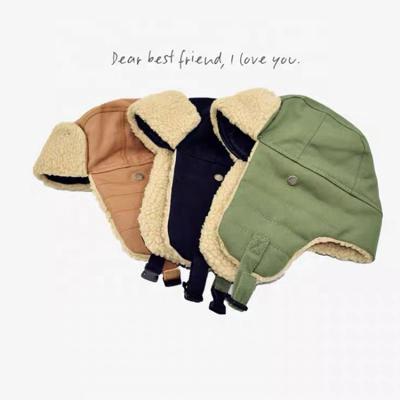 China Retro Lei Feng Pilot Hearing Protection Hat Winter Warm Pilot Locomotive Hat Korean Female Soft Cotton Hat for sale