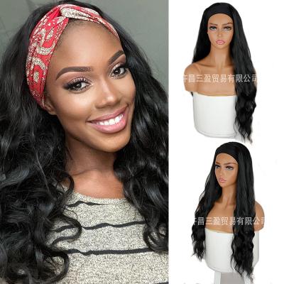 China Wholesale Long Curly Hair Chemical Fiber Wig Headwear Wool Bun Head Scarf Wig Hair Band for sale