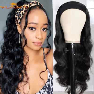 China Wholesale Ice Silk Body Wig Headband Wig Long Curly Hair Cover Hair Band for sale