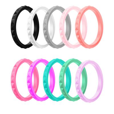 China 2021 Factory direct wholesale package 10Pcs narrow design silicone rings for men and women for sale