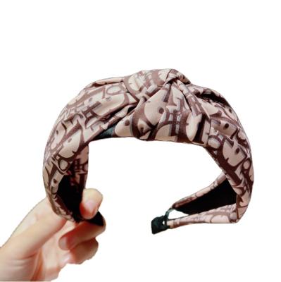 China High Quality Fabric Classic D*i*o*r Letter Printing Women Knot Headband for sale