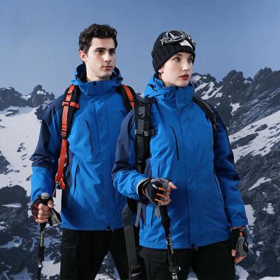 China Waterproof outdoor three-in-one jacket couple plus velvet winter jacket removable men and women travel clothing for sale