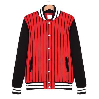 China Custom Wholesale Causal Letterman Buttons Stripe OEM Varisty Jacket Breathable Baseball for sale