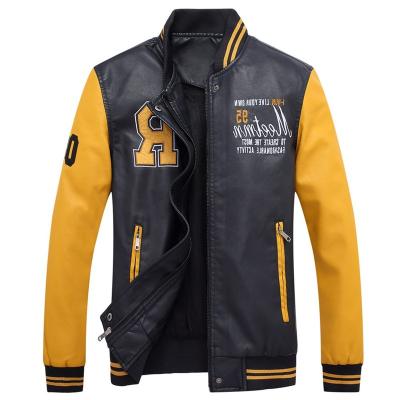 China Wholesale Custom Letter Breathable Leather Long Sleeves PU Motorcycle Winter Varisty Jacket for sale