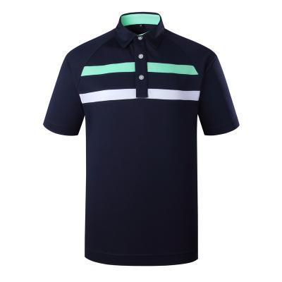 China Custom Made High Quality Anti-pilling Mens Short Sleeve Striped Plus Size Golf Polo T-Shirt Breathable for sale