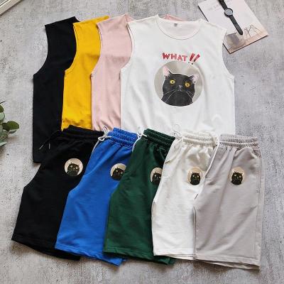 China Antibacterial High Quality Sleeveless T-shirt And Causal Short Pants 2 Pieces Set Men Fitness Clothing Sets for sale