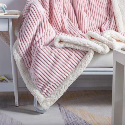 China New Production PORTABLE Baby Cashmere Double Fold Throw Blanket Sherpa for sale