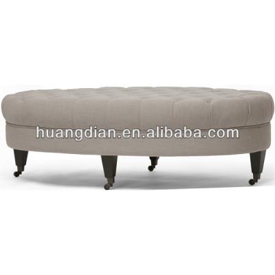 China stool home & Wooden Ottoman Fabric Round Stool Frame With Wheels OT2205 for sale