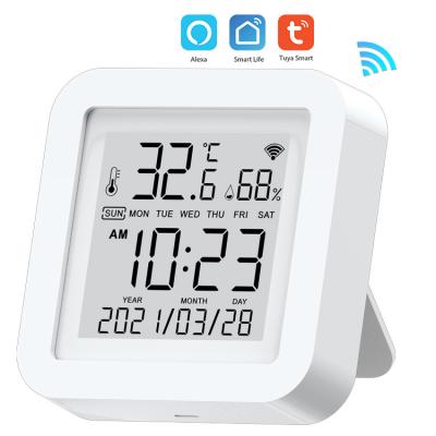 China ABS WIFI Temperature Humidity Sensor with Digital LCD Screen App Remote Control Works with Alexa Smart Life Home Assistant for sale