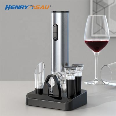 China Durable Luxury Wedding Boxed Charms Red Electric Pourer & Aerator & Battery Openers Wine Accessories Gift Set for sale