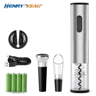 China Custom Logo Metal Wine Opener Electric Wine Opener Sets Rechargeable Batteries Durable Wine Opener for sale