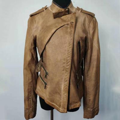 China Cierre S - XL de la cremallera de las chaquetas de las señoras de la moda del cuero de la PU de Brown opcional en venta