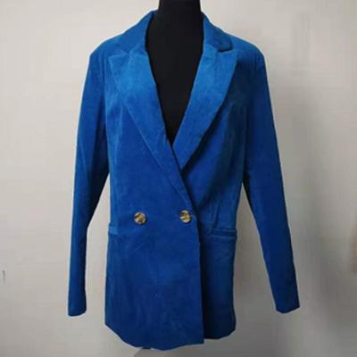 Chine Les blazers occasionnels des femmes de velours côtelé, blazer occasionnel croisé de travail de dames à vendre