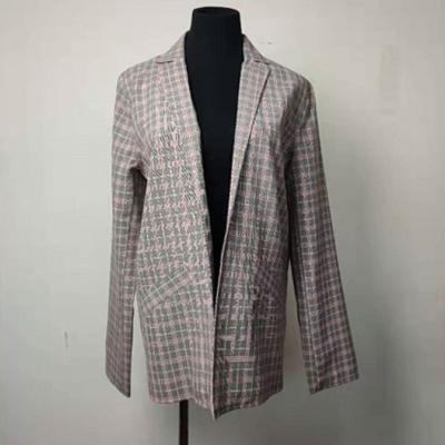 China Knopf - weniger Tweed-Damen Blazer, Plaid-Damen-zufällige Blazer-Jacke zu verkaufen