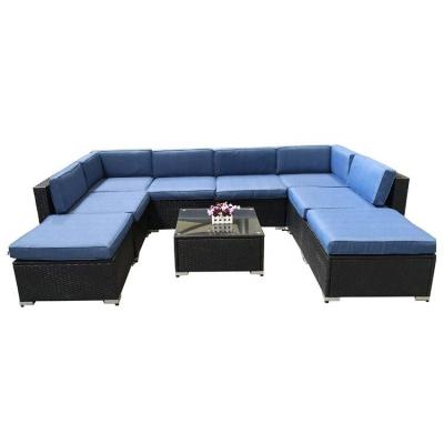 China Square patio furniture garden lounge sofa set kd design outdoor rattan furniture set for sale