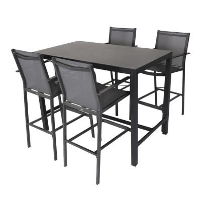 China Bar 7 pieces aluminium pub european style outdoor furniture sets patio teak frame garden dining table and chairs set for sale