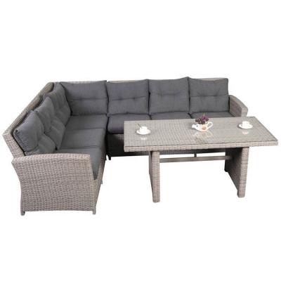 China Synthetic durable pe outdoor 3 piece peachtree grey patio rattan high garden furniture for sale