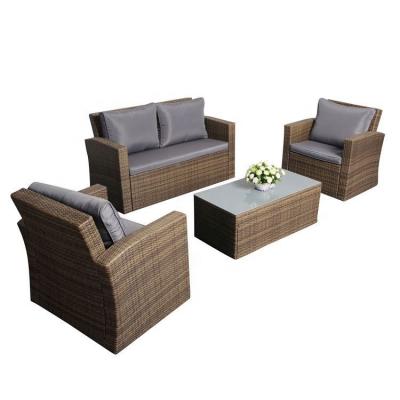 China Lowes wicker patio outdoor commercial rattan sets kd sofa set already assembled furniture for sale