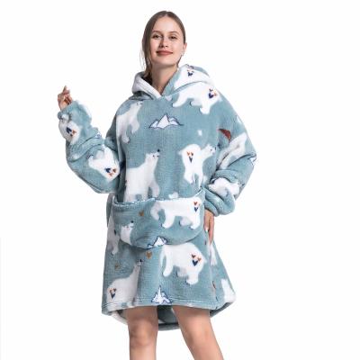 China PORTABLE Super Soft Warm Comfy sweatshirt Plush Flannel Hooded Blanket Fleece Sherpa Wearable Blanket Hoodie Oversized Blanket for sale