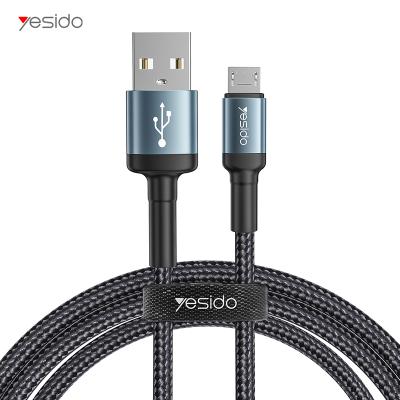 China Zinc Alloy YESIDO 1.2M Fast Charging Nylon Aluminum Alloy USB Data Cable Plating for sale