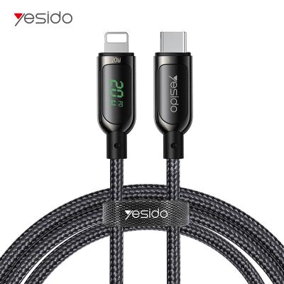 China LED Indicator 2.4A 20W Fast Charging Led Digital Display Nylon Braided Zinc Alloy Usb C Type-C To Lightning Charger Cable For Iphone Apple for sale