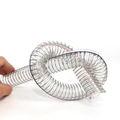 China Flexible Transparent Safety Clear Bend Radius PVC PVC Steel Wire Reinforced Hose for sale