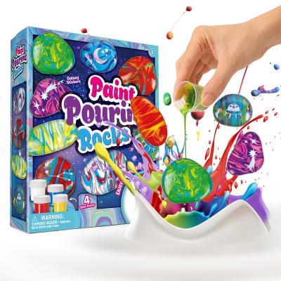 China Develop Hand-Eye Coordination Children's Educational Toys Pouring Creative Paint Art Graffiti Toy Stone Painting Set for sale