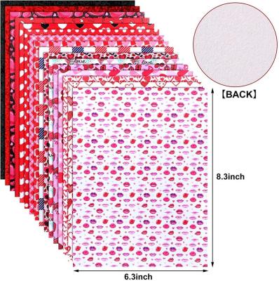 China Waterproof 16 Pcs Valentine's Day Glitter Sequins Fabric Assorted Printed Faux Leather Sheets For DIY Crfat for sale