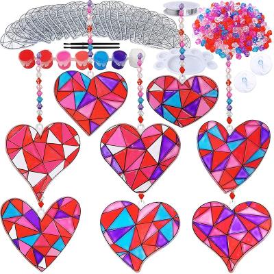 China Modern Creative Painting Art Stickers Heart Sun Catchers DIY Window Ornaments For Valentine's Day for sale