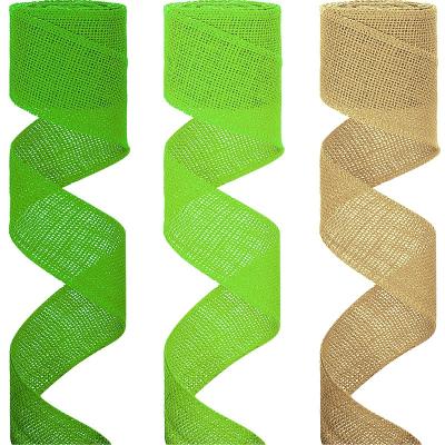 China Wholesale 3 Colors Viable Easter St Patrick's Day Cable Edge Ribbon Craft Burlap Ribbon For DIY Craft for sale