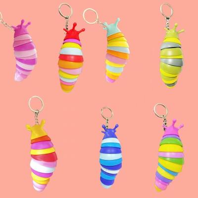 China Stress Relieve Noise Stir SlugToy Fashion TikTok Slug Key Chain Caterpillar Decompression Toys Twist Finger Key Chain Custom for sale