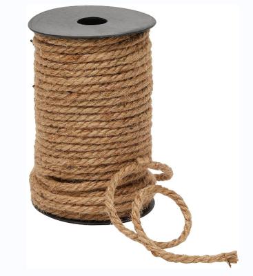 China Diy Hobby Amazon Hot Sales 100 Feet 5mm Brown Thick Jute Twine Hemp Nautical Rope For Crafts for sale