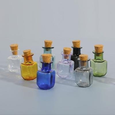 China Eco-friendly Recyclable 9Pcs Mini Glass Color Bottles Rectangle Bottles Cute Craft Bottles With Cork for sale