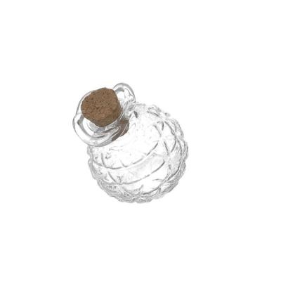 China 10Pcs Recyclable Eco-friendly Round Bottom Clear Lacy Opening Mini Glass Jar With Cork For DIY for sale