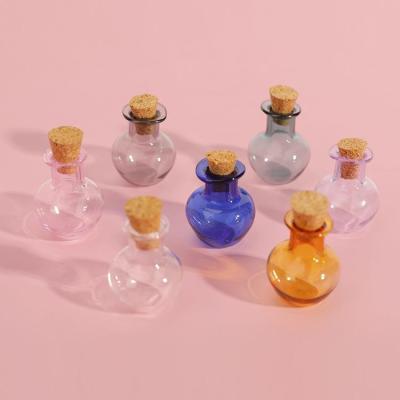 China Eco-friendly Recyclable Multicolor Flat Bottom Spherical Glass Bottle 8Pcs Craft Bottle With Cork For DIY for sale