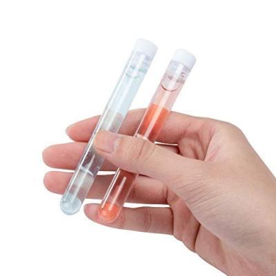 China Laboratory application 75 pack 7.5ml clear plastic test tubes with lids for craft, science experiment for sale