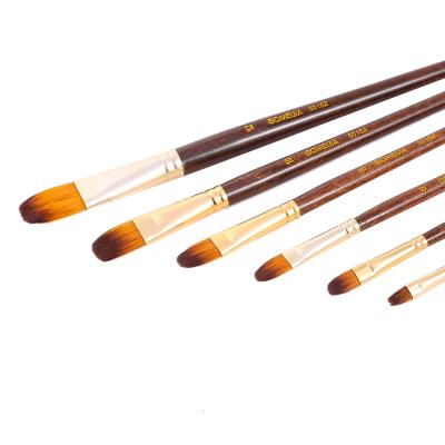 China Acrylic Watercolor Paint Student 6 Piece Nylon Wood Handle Watercolor Oil Painting Gouache Reading Brush Art Supplies for sale