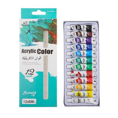 China Bomeijia Non-Toxic 12 Colors Art Painting Acrylic Paint Professional 6ml Paint Set For Artist Painting for sale