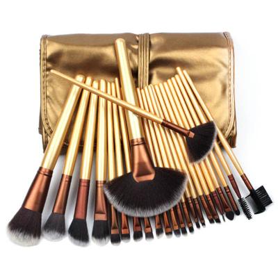 China Angular Blush Wholesale Makeup 24pcs Brush Set Golden Beauty Sweep Soft Hair Women Fiber Facial Makeup Combination Brushes for sale