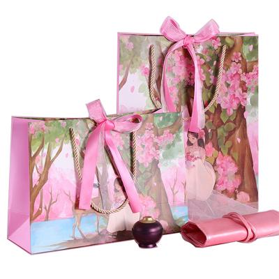 China Beautiful Recyclable Wholesale Customized Printed Paper Bag Girl Shopping Clothing Packaging Bag And Fancy Pink Deer With Handle Gift Box Thank You for sale