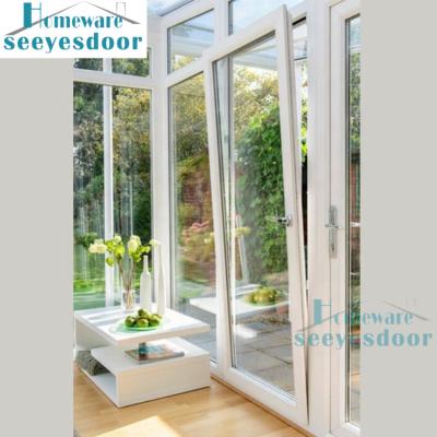 China Double Screen Seeyesdoor Designs Manual Casement Tent Folding Aluminum Glazed Windows For Villa Home for sale