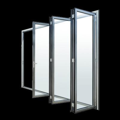 China Modern Waterproof Aluminum Bi Folding Door Fold Up Folding Glass Door Patio Glass Door for sale