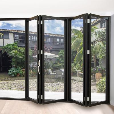 China Modern Patio Glass Door Bi Folding Waterproof Aluminum Folding Door Fold Up Glass Door for sale