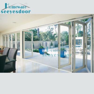 China Modern Seeyesdoor Commercial Lift Up Vertical Aluminum Folding Glass Door And Windows For Homes for sale