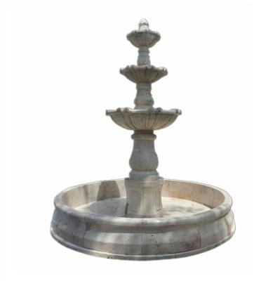 China Modern Hand Carved Outdoor Garden Antiqued Decorating Natural Limestone Dubai Marble Water Fountain for sale