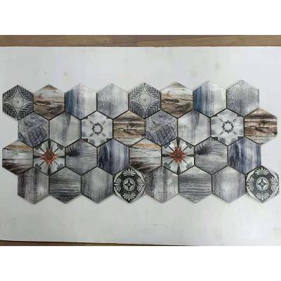 China Parquet 3d printing inkjet design antique tribal colorful porcelain decorative mosaic tile à venda