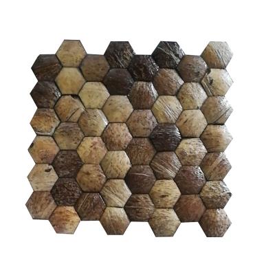 China Parquet Nature Coconut Shell Wall Panels Coconut Wall Mosaic à venda